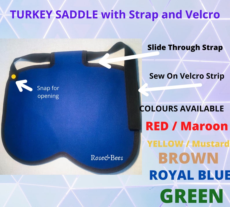 TURKEY SADDLE Adjustable Stag protector Turkey Apron Turkey Protector Waterproof Canvas Fleeced Or Basic POULTRY Apron Bronzes Strap With Velcro