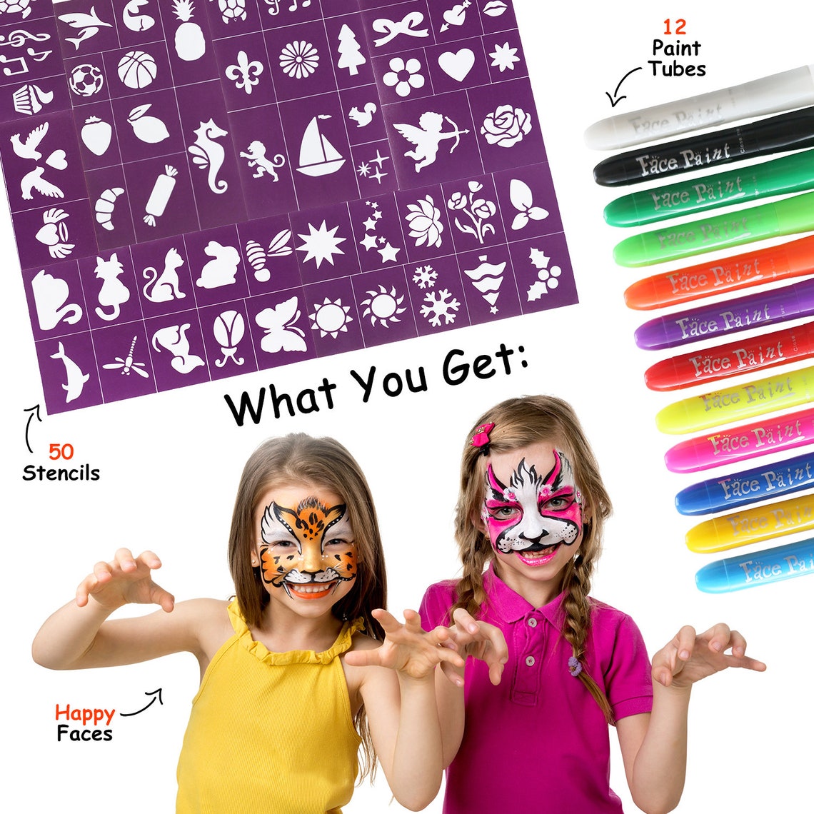 Face and Body Crayons Set 12 Colors Washable Nontoxic Etsy