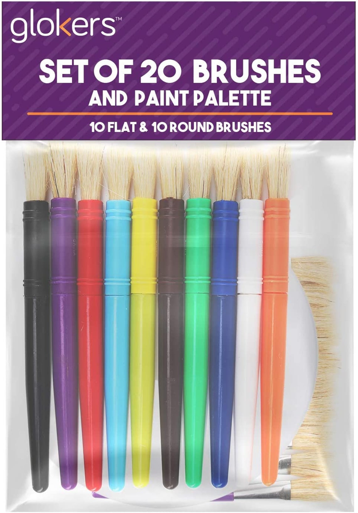 20 High Quality Hog Bristle Paint Brushes 10 Round & 10 Flat Etsy UK