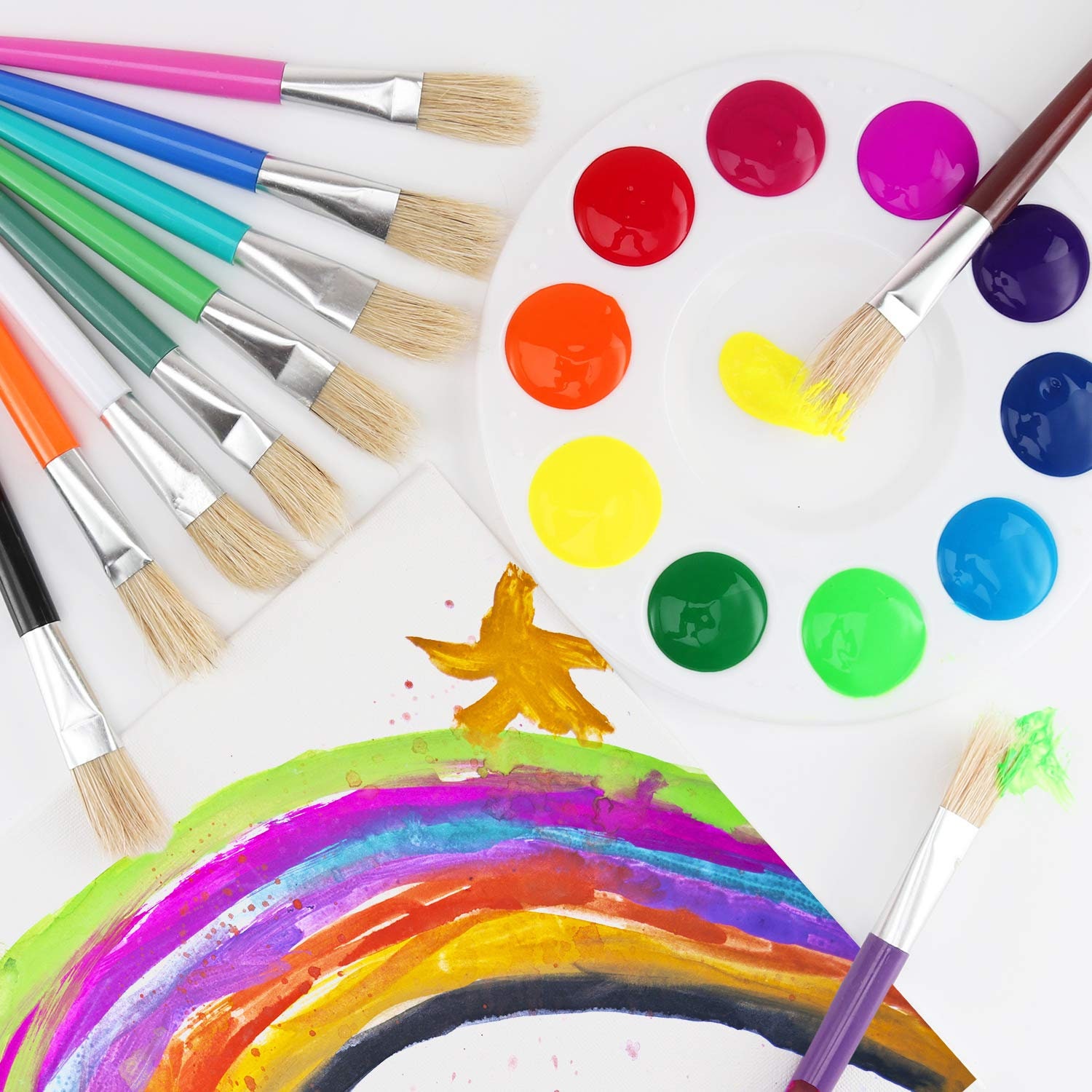 10 pinceles profesionales planos con paleta de pintura y 6 | Etsy