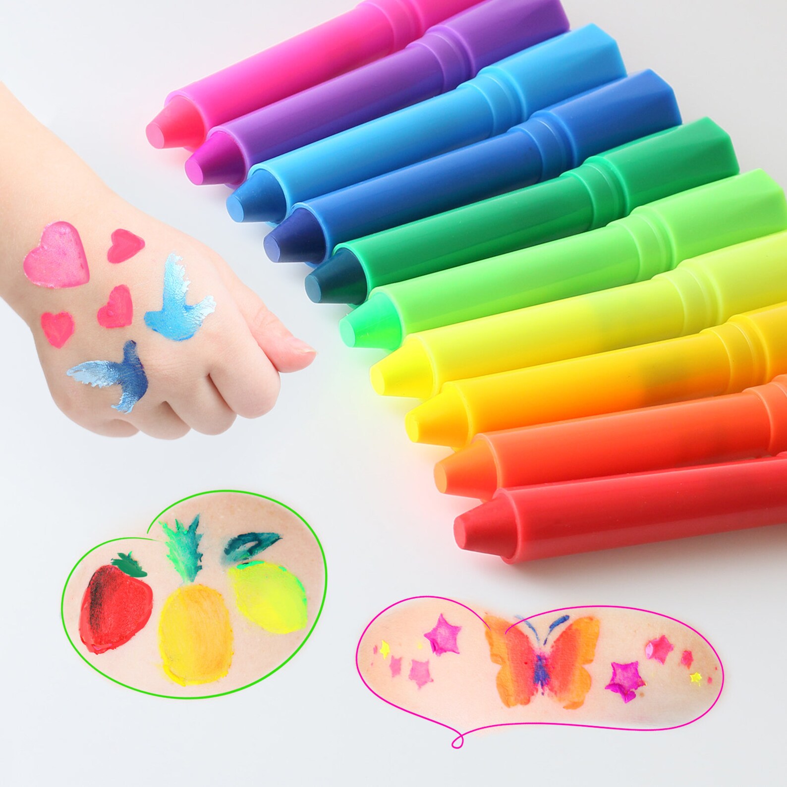 Face and Body Crayons Set 12 Colors Washable Nontoxic Etsy
