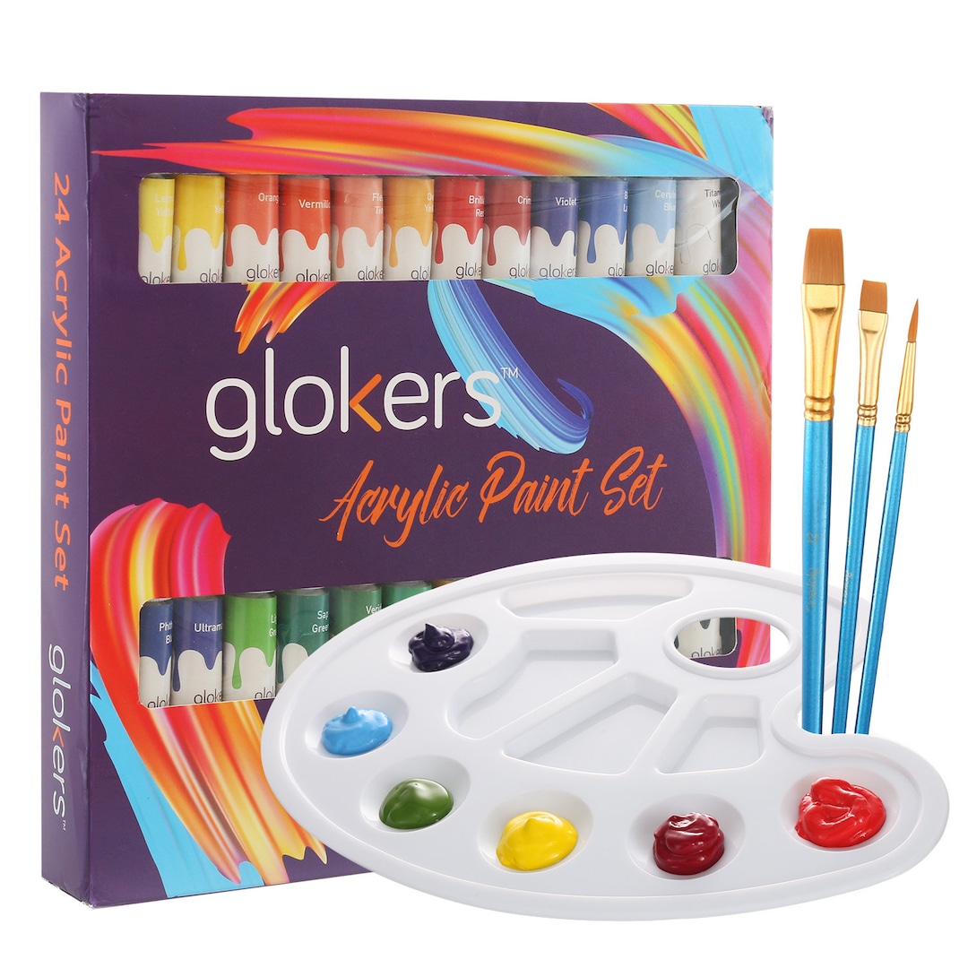 Glokers 10 Colors Washable Tempera Finger & Art Paints, 10 8-ounce Bottles  of Bold, Vibrant Non-toxic High Quality Kids Paints. 