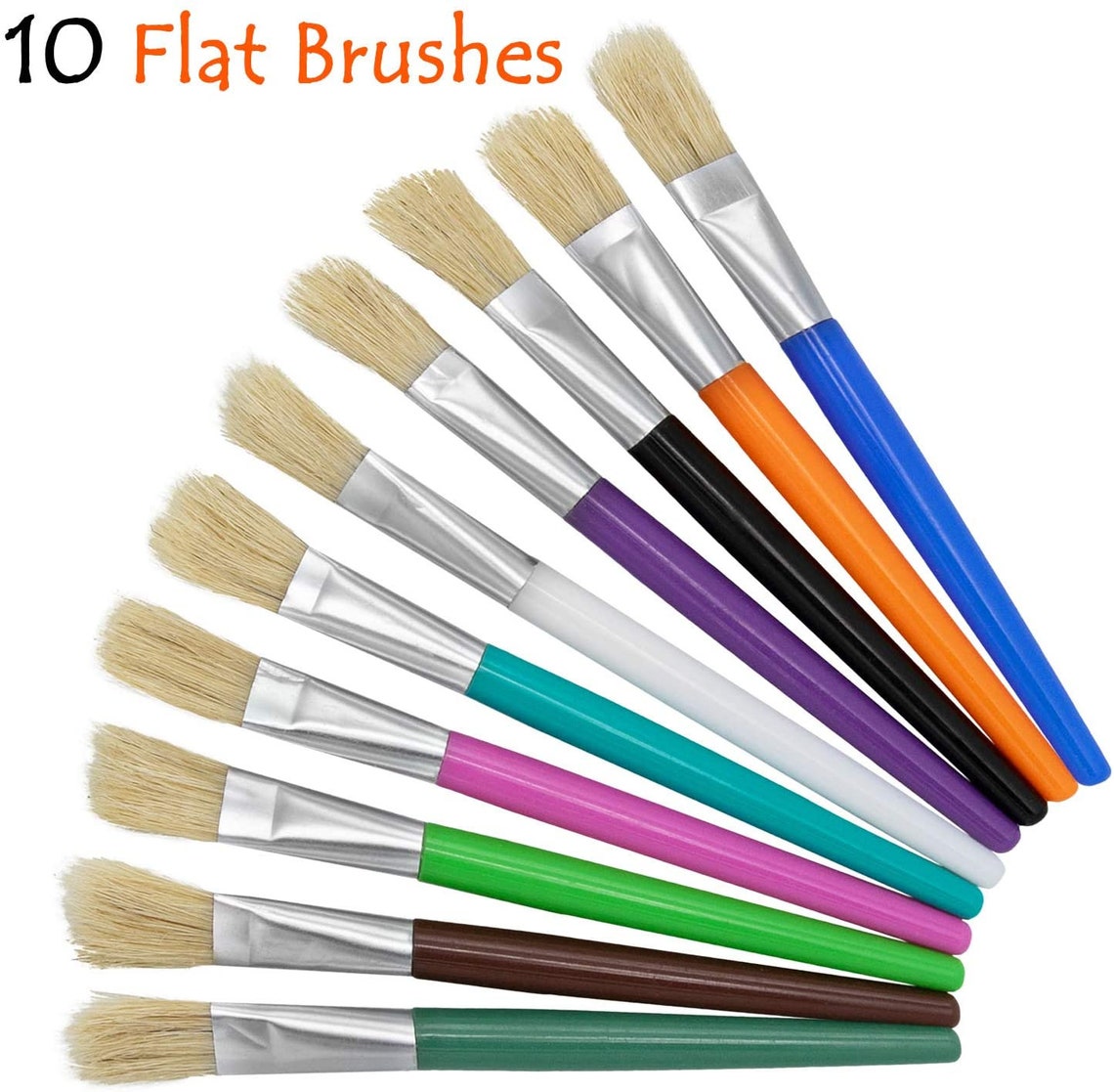 20 High Quality Hog Bristle Paint Brushes 10 Round & 10 Flat Etsy