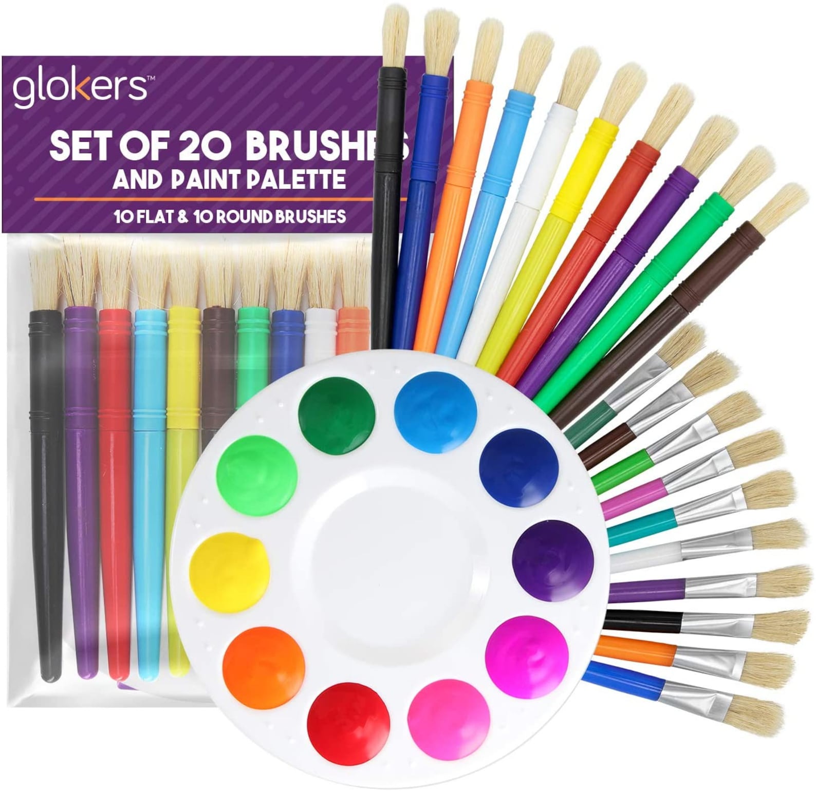 20 High Quality Hog Bristle Paint Brushes 10 Round & 10 Flat Etsy