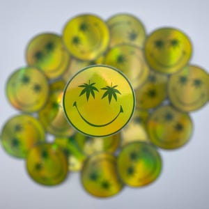 Classic Smiley Stoner Holographic Sticker