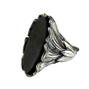 Art Deco Ring| Art Nouveau Ring| Antique Style Ring| Black Stone Ring| Whitby Jet| Azabache| Handmade Silver Ring| Adjustable Ring|Cool Ring