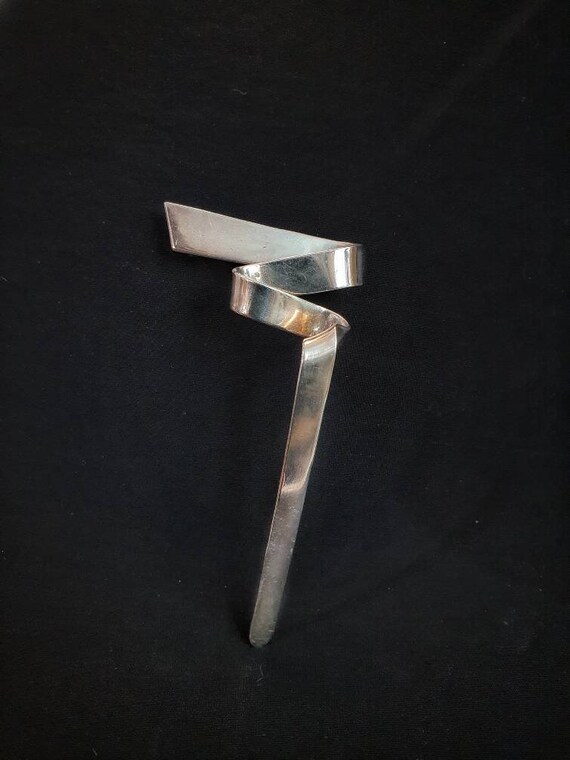 Sterling Silver Large Brooch/ Modernist Brooch/ Bi