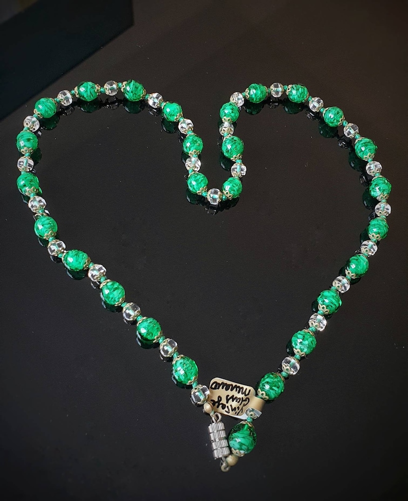 Murano Glass Necklace Earrings and Bracelet Vintage Murano Glass Jewelry Green Venetian Glass Wedding Cake Set Italian Glass Earrings