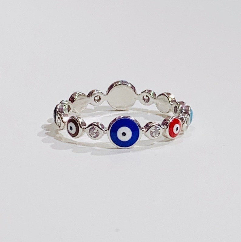 925 Silver Colorful Evil Eye Ring