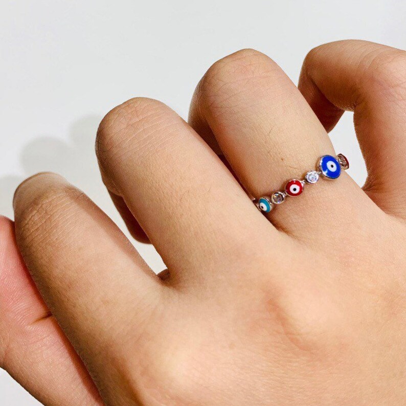 925 Silver Colorful Evil Eye Ring