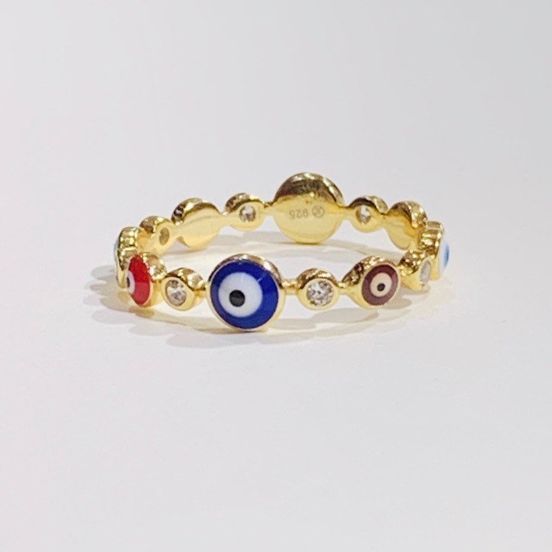 925 Silver Colorful Evil Eye Ring