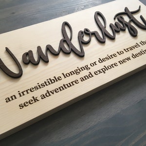 Wanderlust Wood Wall Sign, German Sign, Wood Sign Wanderlust Sign Gift for Adventurer Custom Quote German phrase  Germany Gift Germany Decor