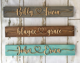Personalized Couples Name Sign | Custom 5th Anniversary Gift | Wedding Gift | Housewarming Gift | 3D Wooden Sign | Housewarming gift