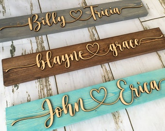 Custom Couple Name Sign Pallet Sign Wedding Gift Wooden Name Sign Couple Heart Sign Anniversary Gift