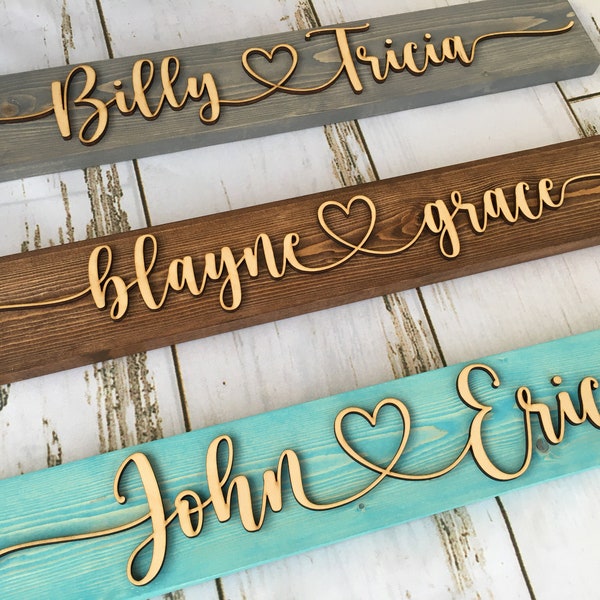 Custom Couple Name Sign Pallet Sign Wedding Gift Wooden Name Sign Couple Heart Sign Anniversary Gift