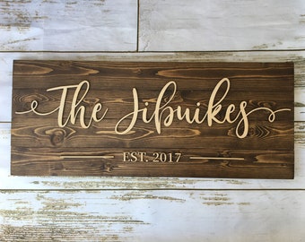 Established Sign, Personalized Gift Wedding Gift, Custom Family Name Sign Wood, Wedding Sign, Last Name Wood Sign