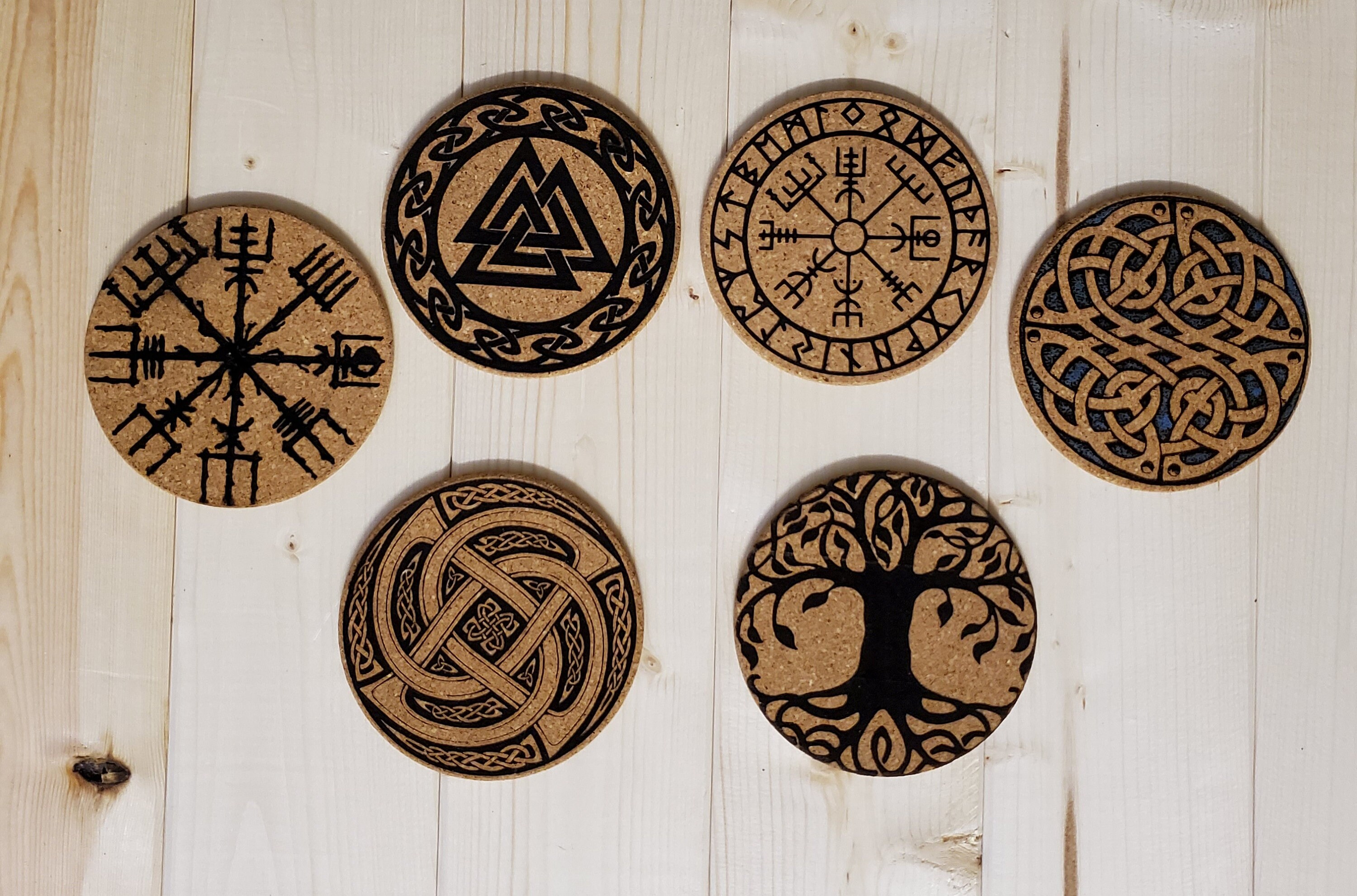 VIKING inspired Cork Coaster Set Etsy