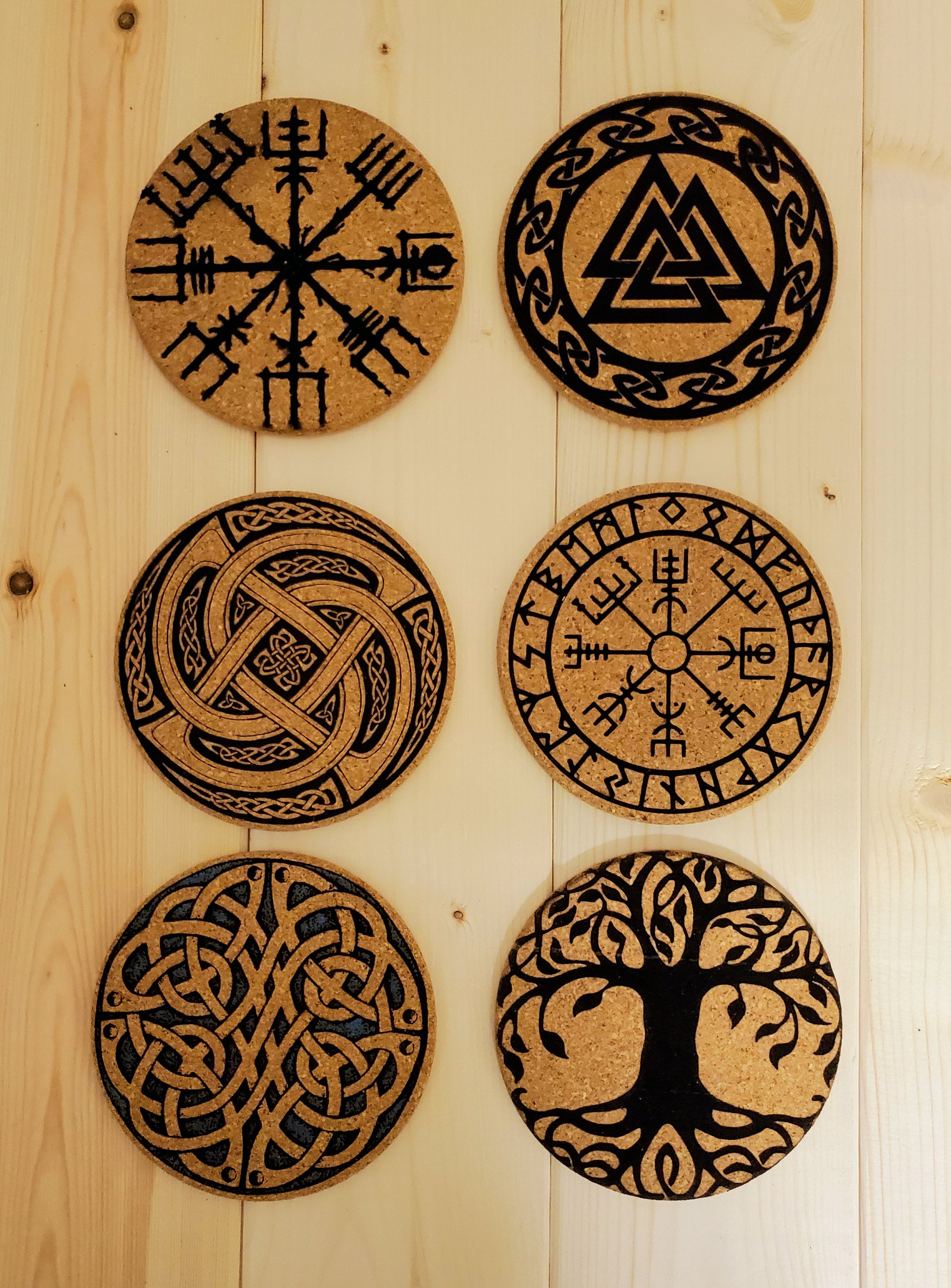 VIKING inspired Cork Coaster Set Etsy
