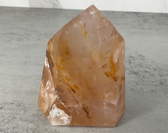 Beautiful Rose Quartz with Golden Healer Tower/Point High-Quality Crystal From Brazil