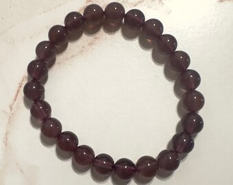 Dark Purple Chalcedony Bracelet High-Quality Crystal Jewelry Beads in 8mm