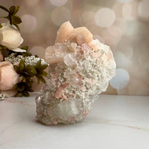 HOLD DON’T PURCHASE - Sugary Pink Apophyllite With Stilbite High Quality Specimen Crystal From India | Tucson Gem Show Exclusive