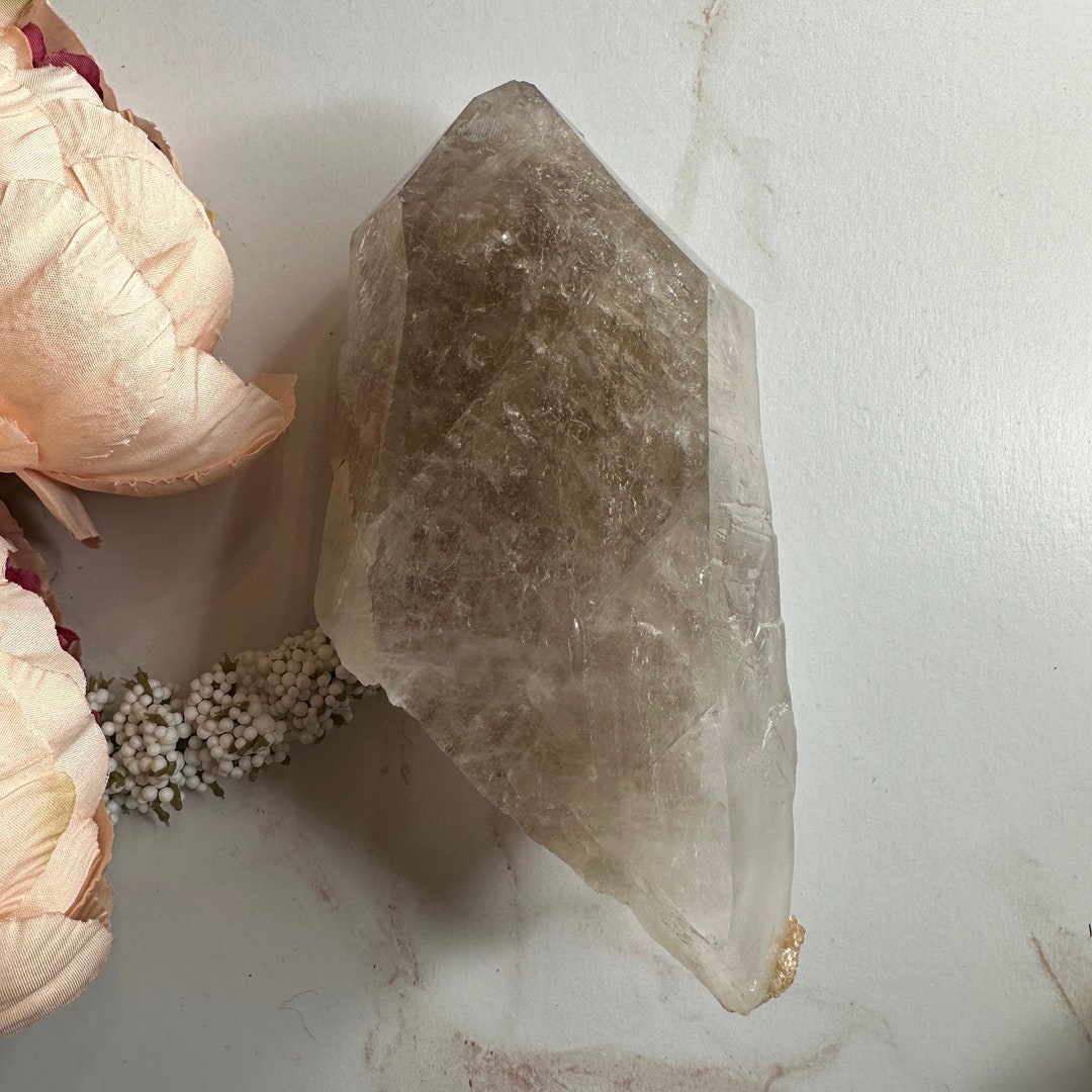 Key Quartz Point Raw Smoky Quartz Point Large With Mica & Contact Keys From Brazil - Etsy