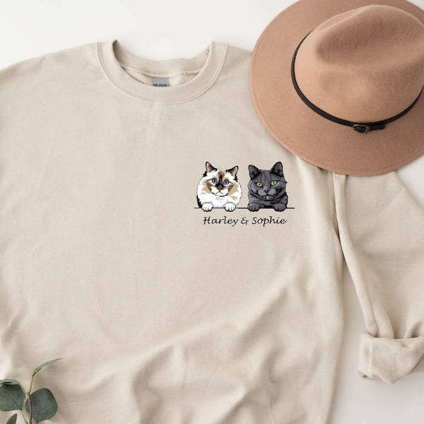 Personalized Cat Sweatshirt | Custom Cat Sweatshirt | Cat Lovers Sweatshirt | Gift for Mom | Unisex Sweatshirt | Cat Mom Sweatshirt | Cats