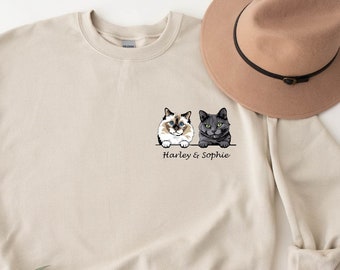 Sweat-shirt chat personnalisé | Sweat-shirt chat personnalisé | Sweat-shirt pour amoureux des chats | Cadeau pour maman | Sweat-shirt unisexe | Sweat-shirt maman chat | Chats
