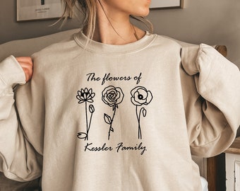 Custom Birth Month Flower Sweatshirt | Personalized Birth Flower Sweatshirt | Customized Birth Month Sweatshirt | Birthday Gift Sweatshirt