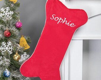 Personalized Velvet Dog Bone Christmas Stocking: Holiday Decor