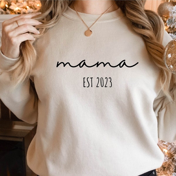 Mama Est 2023 Sweatshirt, Moederdag Sweatshirt, Cadeau voor moeder Sweatshirt, Kerstcadeau Trui, Verjaardagscadeau, Retro Mama Sweatshirt