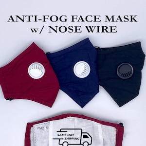 Set of 10 Anti-Fog Face Masks for Glasses | Bundle of 10 Reusable Cotton Face Masks with Respirator | 10 High-Performance Respiratory Masks