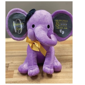 Personalized Elephant Plush: Custom Baby Keepsake, Newborn Gift