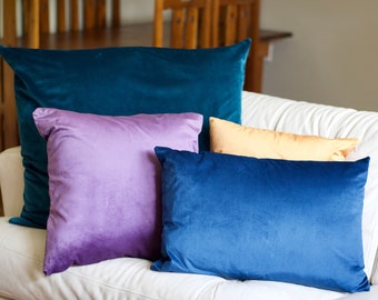 Velvet Pillow Cover: Decorative Throw Pillow, 50 Colors