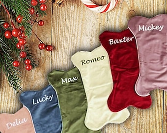 Personalized Velvet Dog Bone Christmas Stocking
