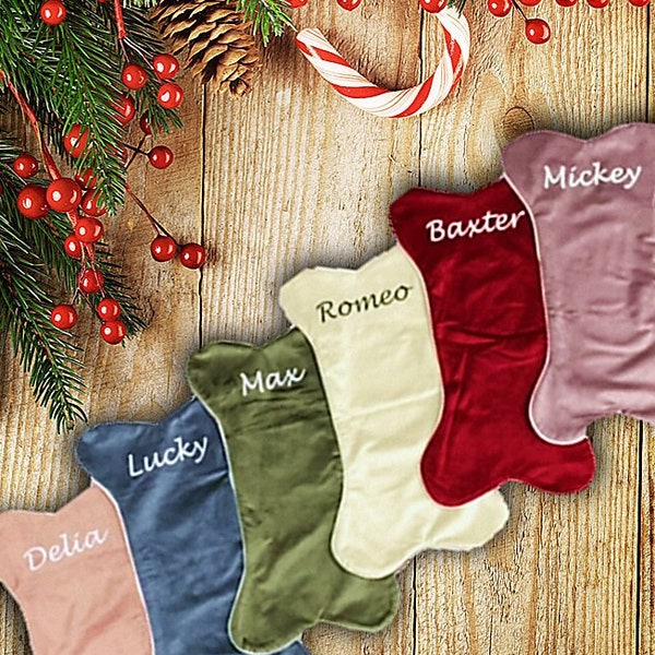 Christmas Dog Bone Stocking Velvet * Pet Stockings Christmas * Christmas Velvet Stockings * Family Christmas Stocking* Personalized Stocking