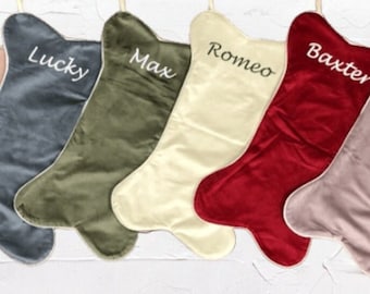 Personalized Velvet Dog Bone Christmas Stocking