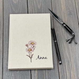 Canvas Personalized Notebook | Custom Birth flower Notebook | Personalized monogram notebook | Custom Text Notebook | Custom Logo Notebook