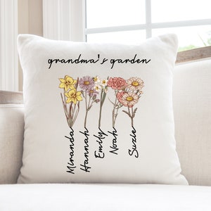 Custom Grandma's Garden Pillow, Personalized Birthflower Pillow, Grandmas Garden Pillow with Grandkids, Gift for Grandma, Christmas Gift image 5