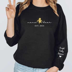 Sudadera personalizada Mama Bear Est 2024, Mamá Oso con nombre de niños en la manga, Sudadera personalizada para mamá, Regalo para el Día de la Madre, Regalo para mamá imagen 8