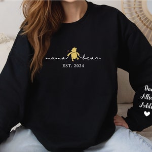 Custom Mama Bear Est 2024 Sweatshirt, Mama Bear with Kids Name on Sleeve, Personalized Mom Sweatshirt, Gift for Mother's Day, Gift for Mom image 6