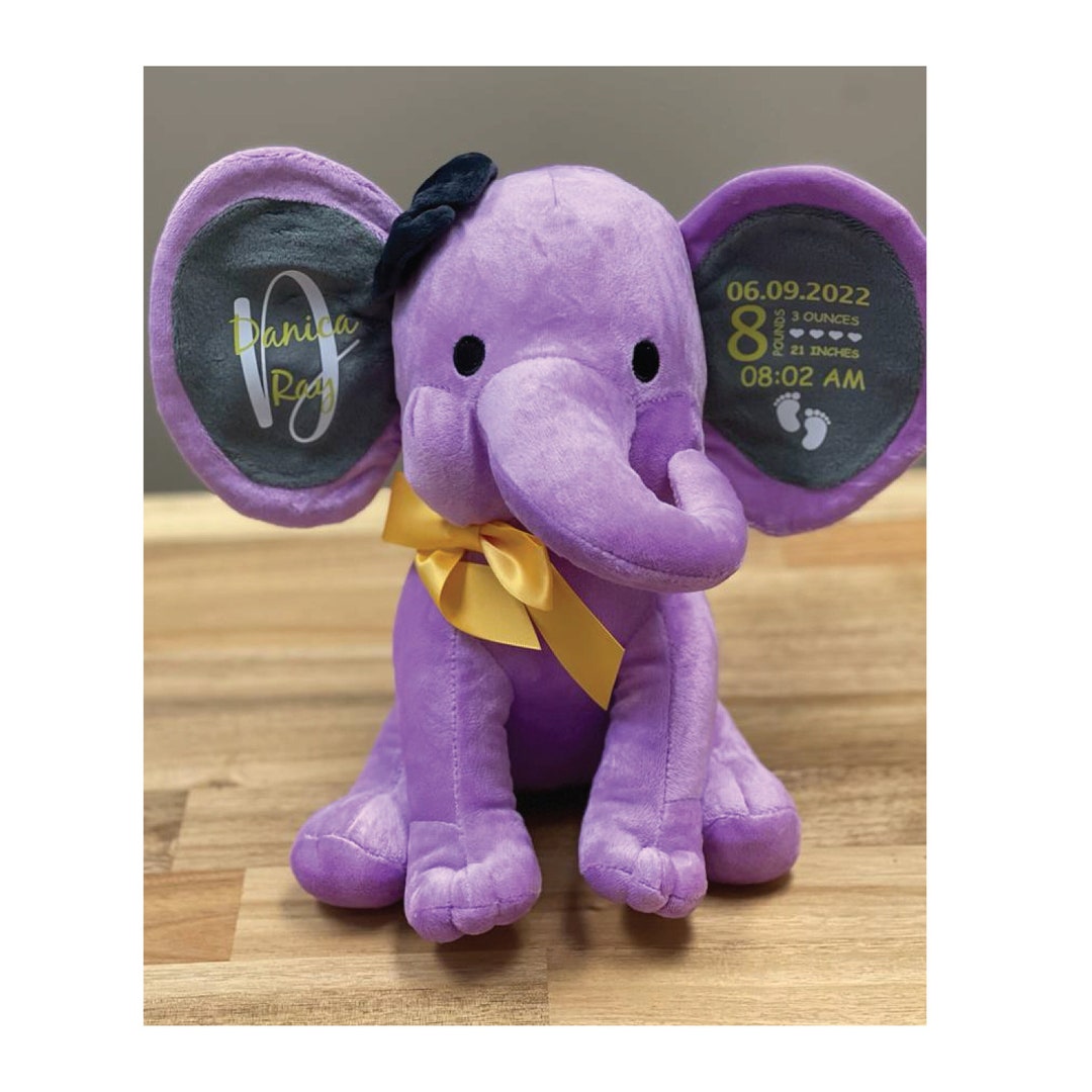 Personalized Elephant for Newborn Baby, Custom Elephant Baby Keepsake