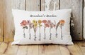 Grandma’s Garden Birth Flower Pillow, Custom Floral Pillow, Made in USA, Birth Flower Design with Grandchildren’s Names, Mother’s Day Gift
