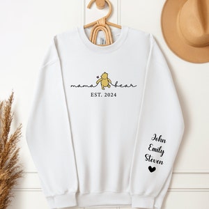 Custom Mama Bear Est 2024 Sweatshirt, Mama Bear with Kids Name on Sleeve, Personalized Mom Sweatshirt, Gift for Mother's Day, Gift for Mom image 2