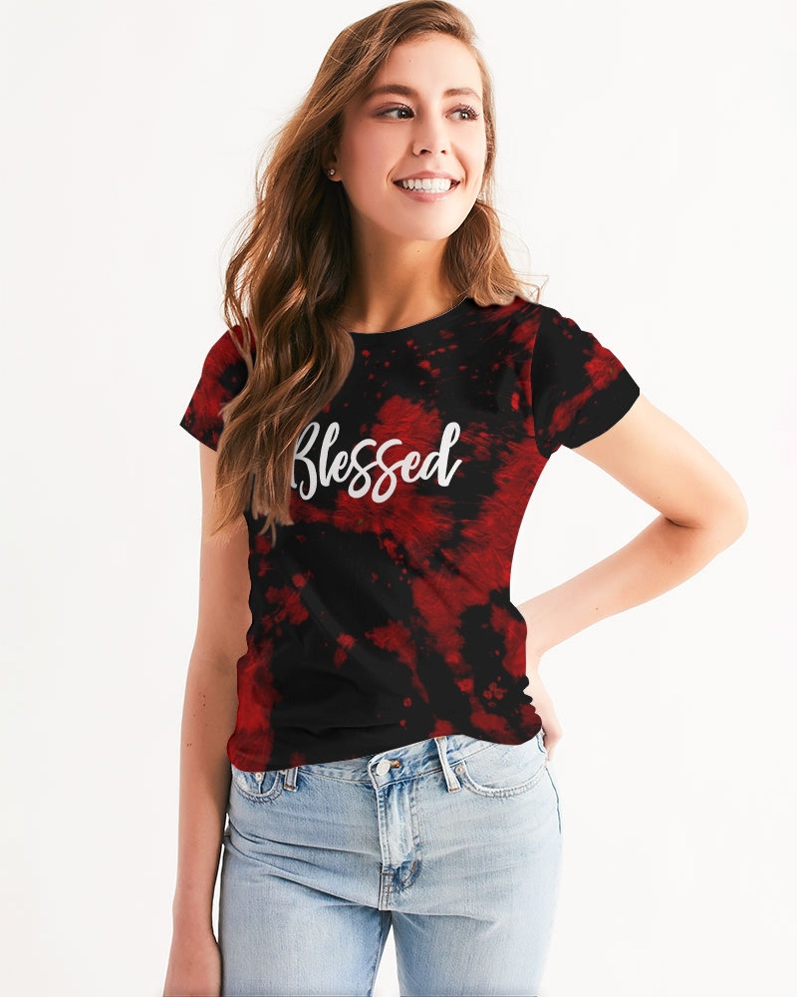 Tee shirt tie  dye  femme Chemise teinture  cravate rouge et 