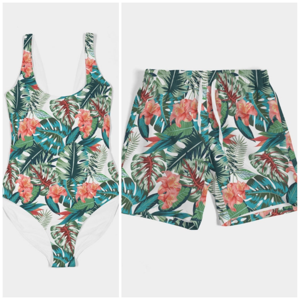 Matching Bikini And Swim Trunks Matching Swimwear Set Swimsuit Bikini Trunks and Accessories | Etsy