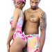 Matching Swimsuits, Swimsuits For Couples, One Piece Swimsuit, Men Trunks, Couples Swimsuit, Couples Matching Set, Sarong (Tropical Lt Pink) 