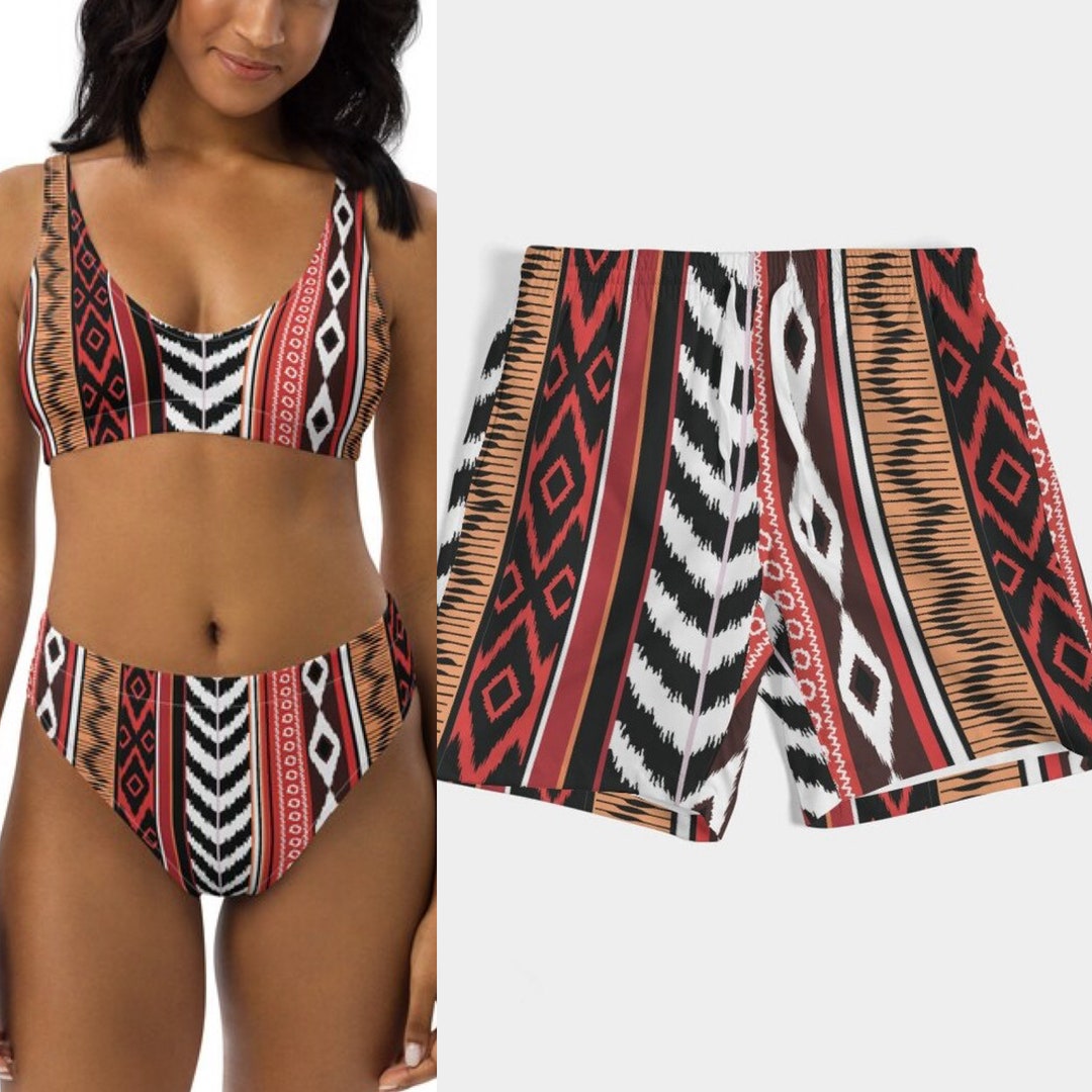 Blue Print High Waisted Two Piece Swimsuit