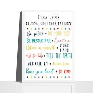 Póster impreso de expectativas de reglas de aula positivas de regalo de maestro - DESCARGAR Impresión A3 A5 A4 - personalizado - póster de aula de matemáticas / inglés