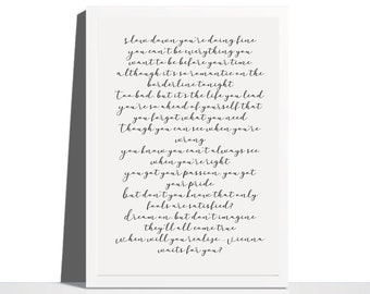 Billy Joel Vienna Lyric Print: Typography Wall Art (Digital Download)